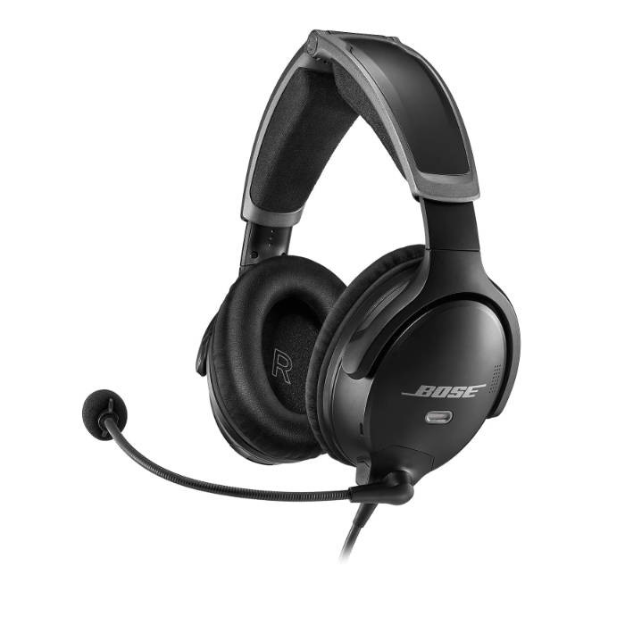 Bose A30 Aviation Headset, Noise Cancelling Pilot Headset with Adjustable ANR, Bluetooth and Lightweight Comfortable Design, Dual Plug, Black