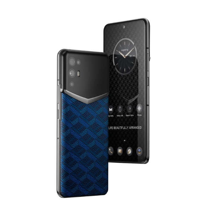 iVERTU Old Style Calfskin 5G Phone, Unlocked Smartphone, Secure Encrypted, 64MP Camera, 12+512G, 120Hz FHD+(1080 * 2400) OLED Display, Dual SIM, Fast Charge (Blue)