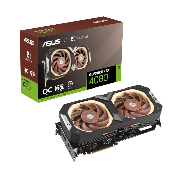 ASUS GeForce RTX™ 4080 16GB GDDR6X Noctua OC Edition (PCIe 4.0, 16GB GDDR6X, DLSS 3, HDMI 2.1a, DisplayPort 1.4a, Noctua NF-A12x25 PWM Fans, Optimized Vapor Chamber, GPU Tweak III)