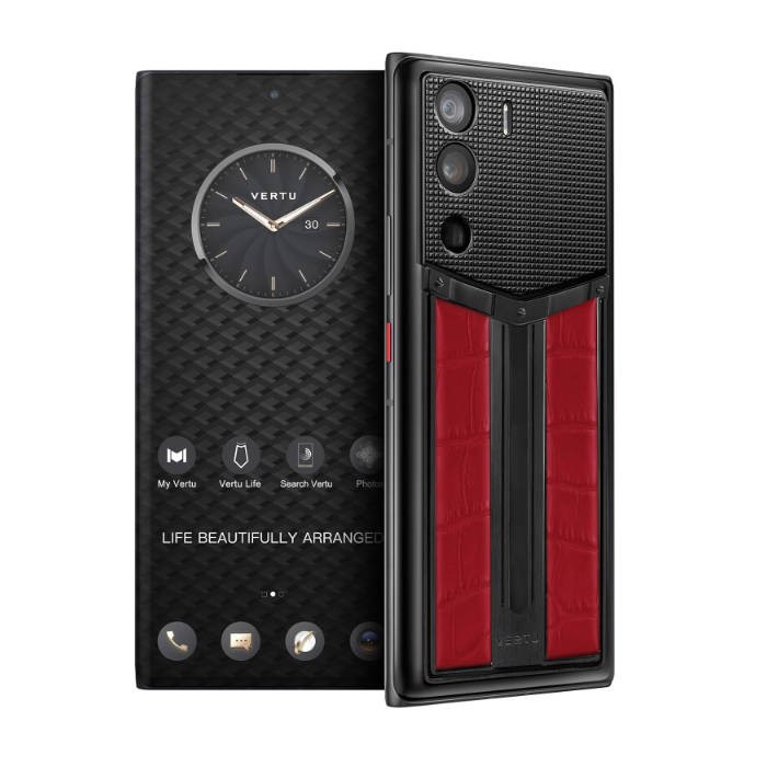 METAVERTU Race Track Alligator Skin Web3 5G Phone, Unlocked Android Smartphone, Secure Encrypted, Double OS, 64MP Camera, 144Hz AMOLED Curved Display, Fast Charge (Paris Nail, Red, 12G+512G)