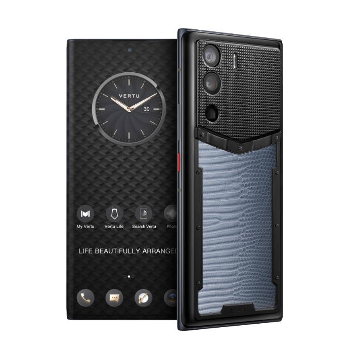 METAVERTU Web 3.0 Lizard Skin 5G Phone, Unlocked Android Smartphone, Secure Encrypted, Double Systems, 64MP Camera, 144Hz AMOLED Curved Display, Dual SIM, Fast Charge (Gradient Blue, 12G+512G)
