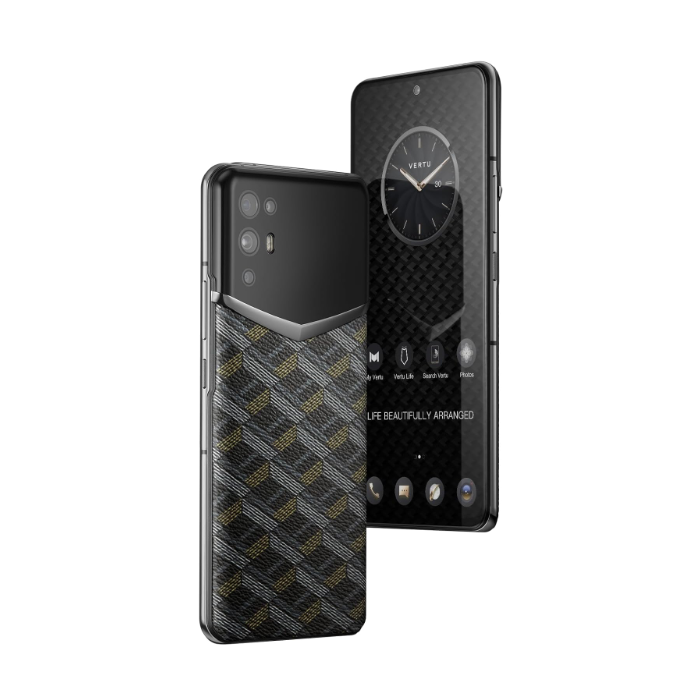 iVERTU Old Style Calfskin 5G Phone, Unlocked Smartphone, Secure Encrypted, 64MP Camera, 12+512G, 120Hz FHD+(1080 * 2400) OLED Display, Dual SIM, Fast Charge (Black&Gold)